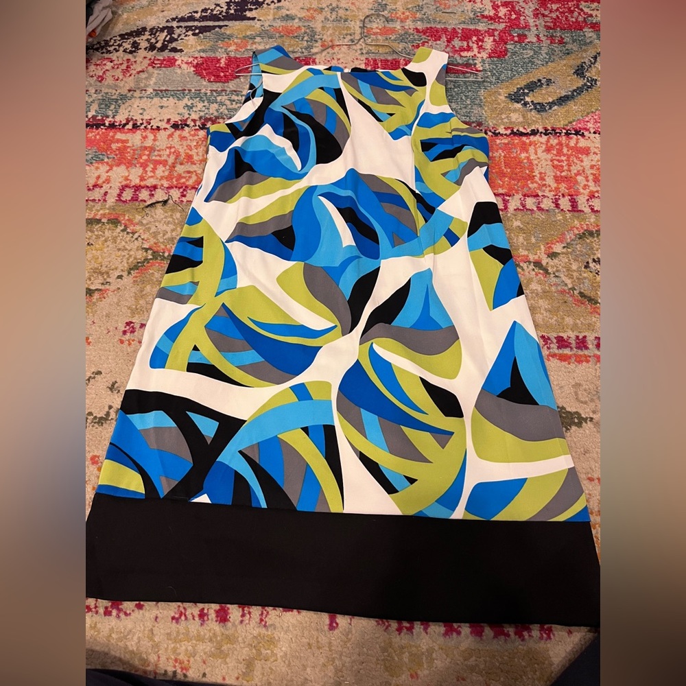 ALXY size 16 dress black geometric shift dress with colorful accents